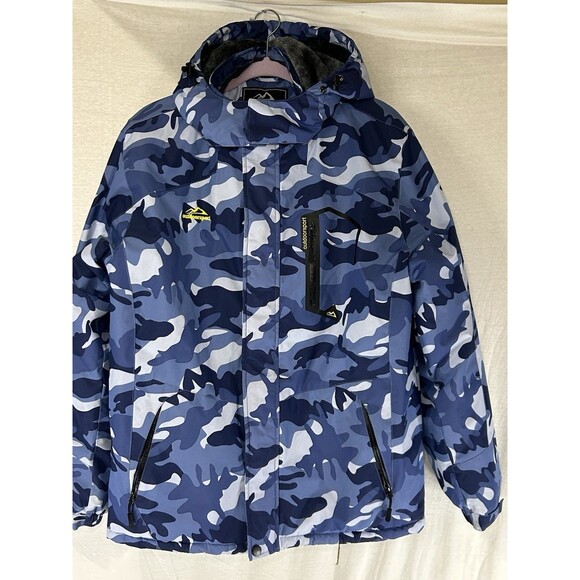 Other - Men's M Winter Skiing Jacket Blue Camo Fleece Coat Insulated Thermal Waterproof